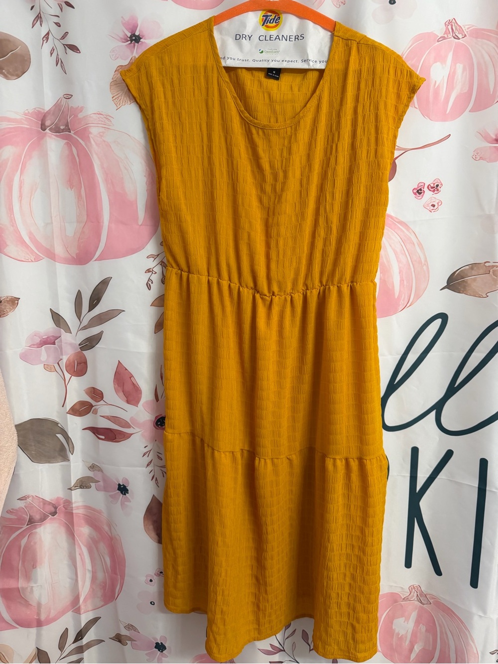 Casual Tiered Mustard Women's Dress